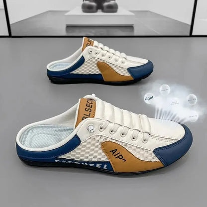 Sapatilhas desportivas casuais slip-on com atacadores para homem, em malha respirável, unissexo, para primavera e outono, corte baixo, sola plana e calçar rápido e fácil