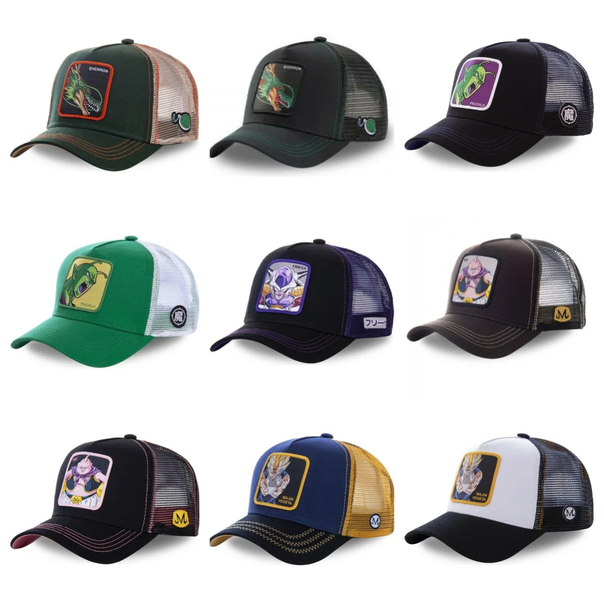 Dragon Ball Son Goku-Kappe, Sommer-Reisekappe mit Schirm, Herren-Kappe mit Stickerei, im Hip-Hop-Stil, Sonnenvisier, verstellbare Trucker-Kappe aus Netzstoff