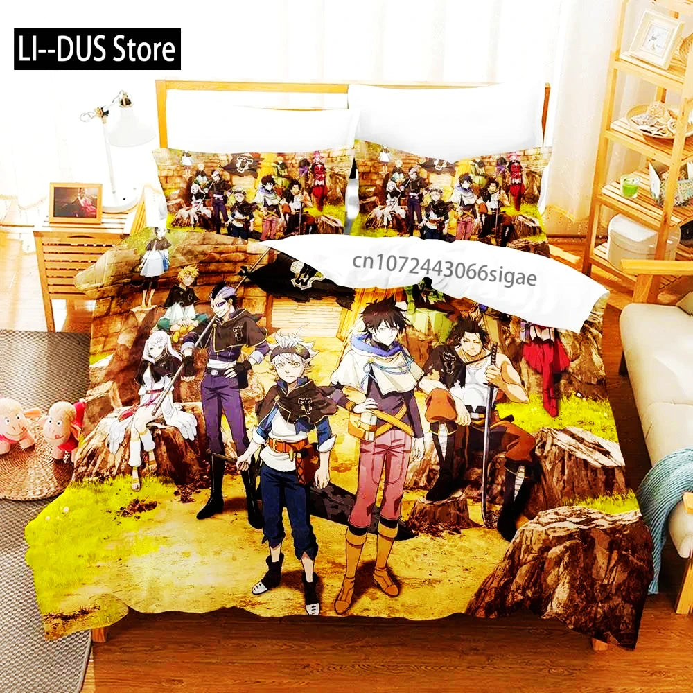 Black Clover Bedding Set Single Double Full Queen King Size Anime Duvet Cover Set For Adults Boys 2024 Quilt Cover Pillowcase