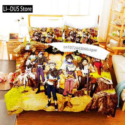 Black Clover Bedding Set Single Double Full Queen King Size Anime Duvet Cover Set For Adults Boys 2024 Quilt Cover Pillowcase