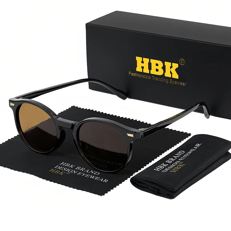 HBK Fashion polarizované sluneční brýle pro muže, kulatý rám TR90, módní sluneční brýle pro ženy, na řízení, sportovní, UV400, Lunette De Soleil Homme