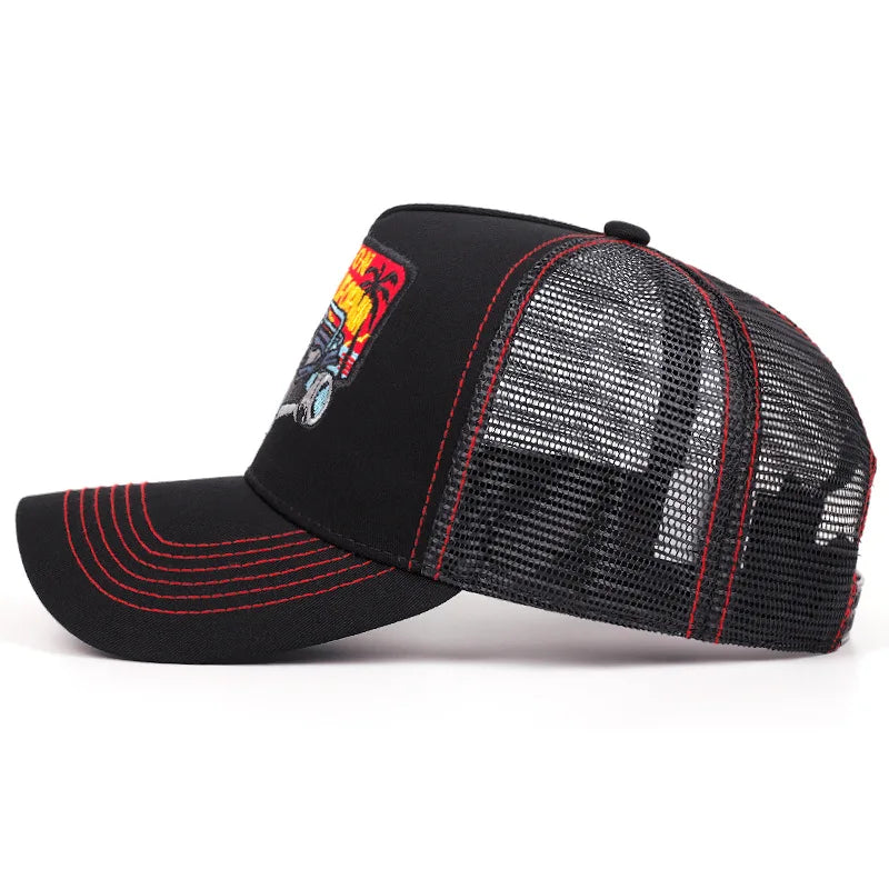 Modna czapka baseballowa z haftem orła dla mężczyzn i kobiet – letnia, oddychająca, z siateczką, z zatrzaskiem typu snapback, w stylu trucker