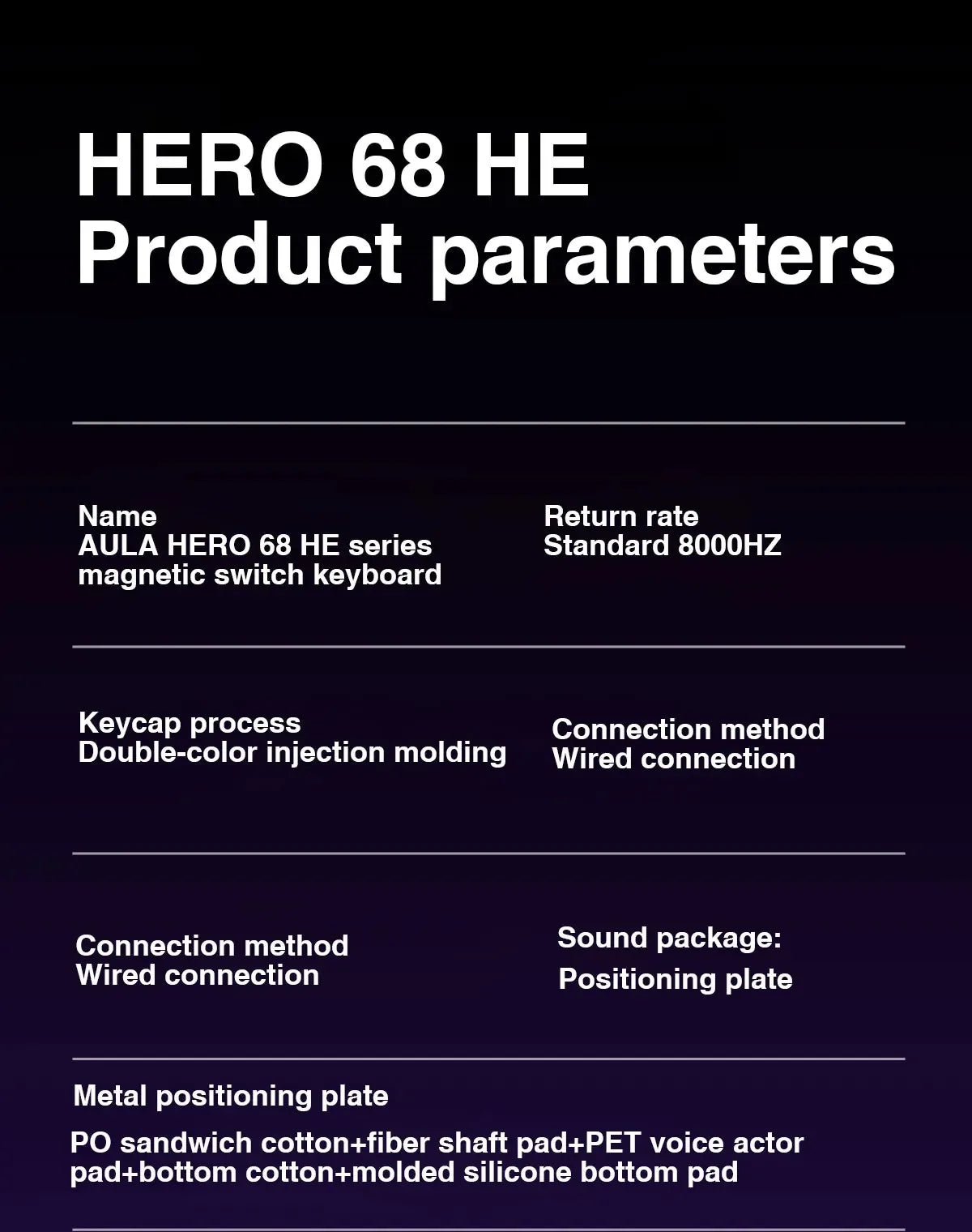 AULA HERO 68HE Magnet-Switch-Tastatur RGB Gaming Mechanische Tastatur Rapid Trigger 8K Return Kabelgebundene Esports Custom-Tastatur