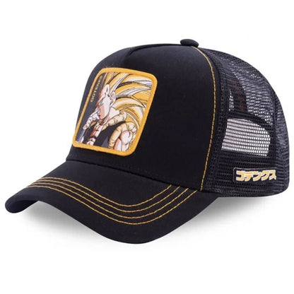 Dragon Ball Buu Goku-Kappe, Sommer-Reisekappe mit Schirm, Herren-Kappe mit Stickerei, im Hip-Hop-Stil, Sonnenvisier, verstellbare Trucker-Netzkappe
