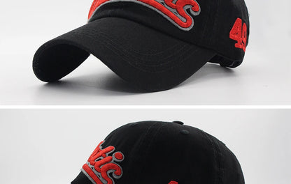 Baseballkappe mit großer Buchstabenstickerei für Herren, Sommer, Freizeit, Damenmode, Snapback, Baumwollkappen, Schirm, Hip-Hop-Mütze, Herbst, verstellbar