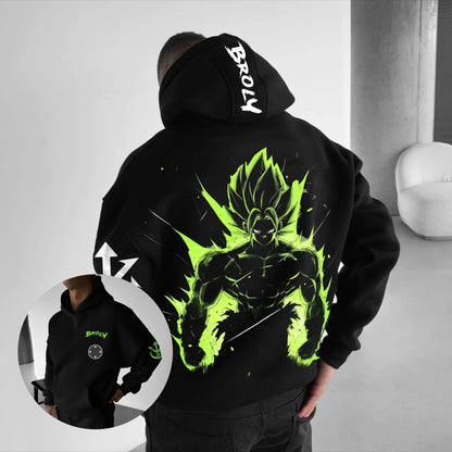 2026 Autumn Winter Dragon Ball Retro Gym Hoodie 100% Cotton Broly Print Oversized Fitness Streetwear for Men Women Adults & Kids