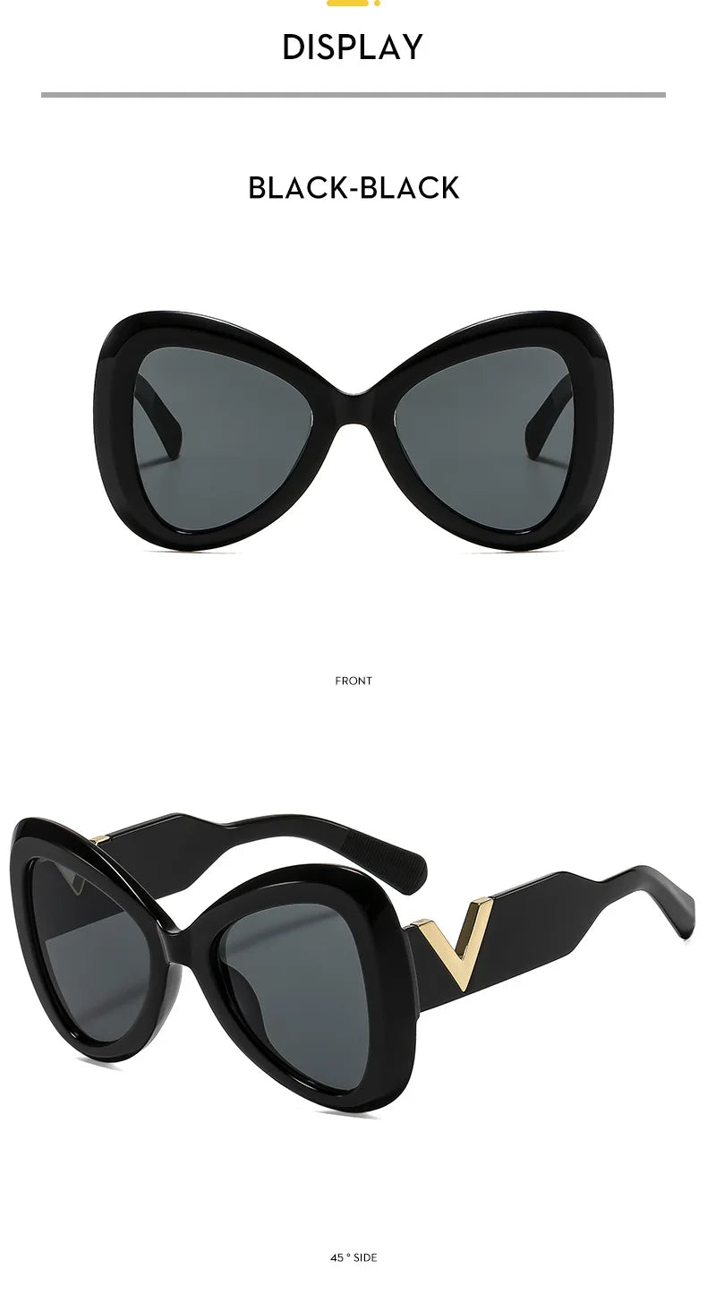 Módní dámské sluneční brýle s velkým rámem, kočičí oči, motýlí tvar, luxusní značkové pánské sluneční brýle, outdoorové a cestovní brýle, dámské, UV400