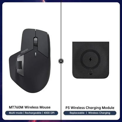 Rapoo MT760/MT760Mini Multi-mode Rechargeable Wireless Bluetooth Mouse Ergonomic 4000 DPI Support Up to 4 Devices Office Mice