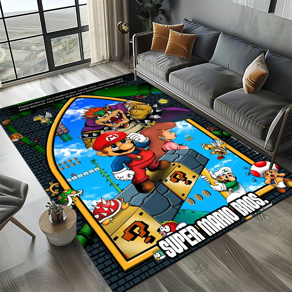 Retro koberec s motivem Mario, koberec do obývacího pokoje, ložnice, na pohovku, rohožka, dekorace, podlahová podložka pro děti