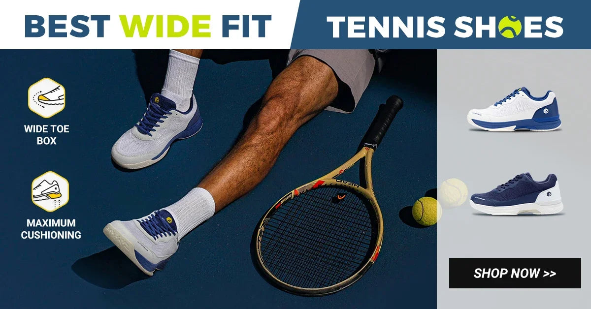 Chaussures de tennis pour homme FitVille, version large 2E, chaussures de sport d'entraînement professionnel, respirantes, antidérapantes, avec soutien de la voûte plantaire
