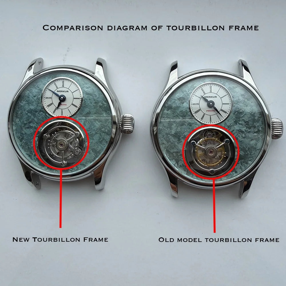 Merkur 100% Tourbillon Watch Men's Natural Stone Dial Sapphire Watch For Men Mechanical Wristwatches Relogio Masculino