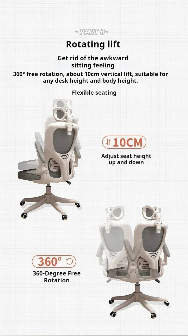 Ergonomic Recliner Computer Chair, Adjustable Swivel Office Gaming Chair with Wheels, Comfortable Lounge Accent Chair for Home Office & Living Room