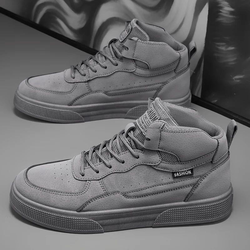 Breathable men's casual shoes, skate shoes, mid-top men's shoes, breathable and versatile sports shoes, suitable for wearing all