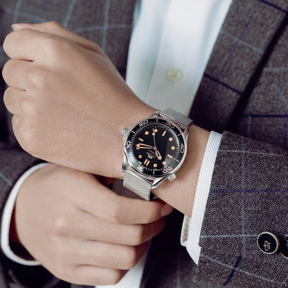 Automatic Mens Watch Mechanical Self Wind Movement Net Stainless Steel Nylon Strap Luxury Fashion Watches