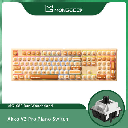Akko MonsGeek MG108B Bun Wonderland Wireless Mechanical Keyboard MOG Profile RGB 108 Keys Full Size Hot Swap USB / 2.4G / BT 5.0