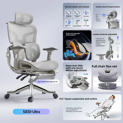 Stable Ergonomic Office Chair with Lumbar Support, Adjustable Height Computer Chair, Gaming Chair with Waist Protection, Swivel Desk Chair