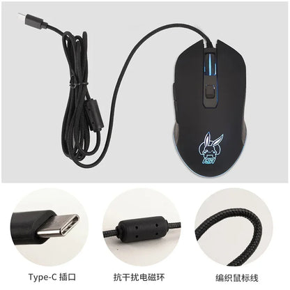 Színes, világító USB-C némítógombos egér Type-C notebookhoz – gamer egér