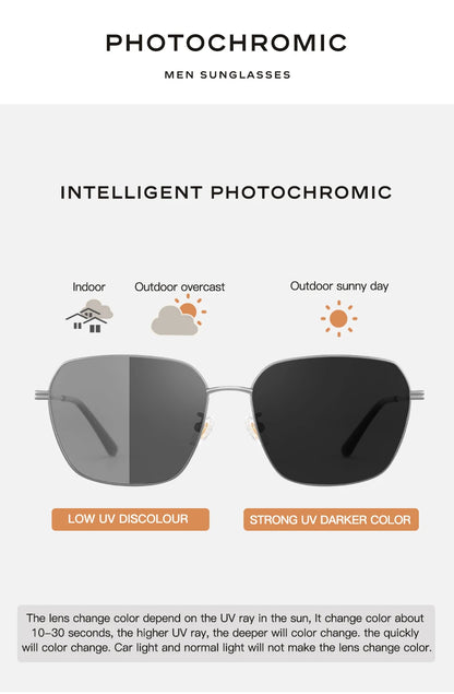 Polarizované sluneční brýle CAPONI pro muže, lehké uhlíkové vlákno, fotochromatické černé skla, vhodné pro řízení, UV420, oleji odolné čočky, brýle BS34713