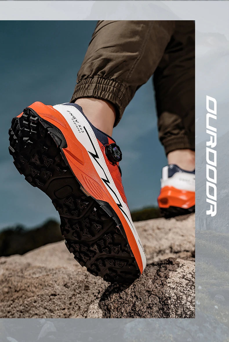 Outdoor Hiking Shoes for Men, Lightweight Trekking Shoes, Breathable Mesh Sneakers, Casual Walking Shoes, Rotating Buckle Design, Non-Slip and Wear-Resistant Trail Shoes, Suitable for Hiking and Camping, 2026 New Running Shoe