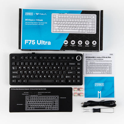 EPOMAKER x AULA F75 Ultra VIA programmierbare mechanische Tastatur, 75 %, ANSI-US-QWERTY-Layout, Gasket-Mount, kabelgebunden/Bluetooth/2.4Ghz kabellos