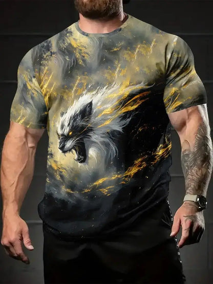 Summer Wolf Animal 3D Print T-Shirts Men Women Hip-hop Short Sleeve T Shirt Casual Oversized Harajuku Y2K Tops Tees Men Clothing