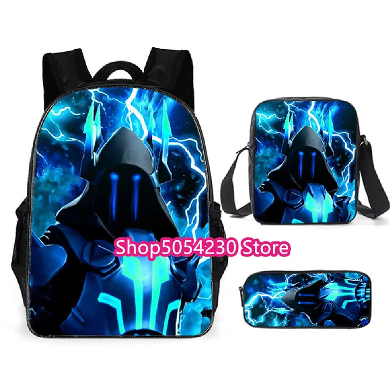 Mochila Fortnited 3PCS para Rapazes, Victory Game, 16 Polegadas, Resistente à Água, Mochila Pré-Escolar, Mochilas Escolares Fixes para o Ensino Básico