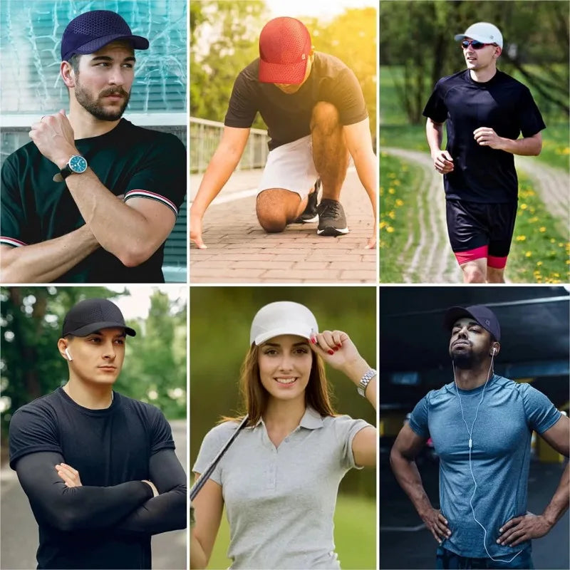 GADIEMKENSD Stretch Running Hat with Soft Brim, Quick Dry Baseball Cap Casual Breathable Adjustable Sun Protection Hats