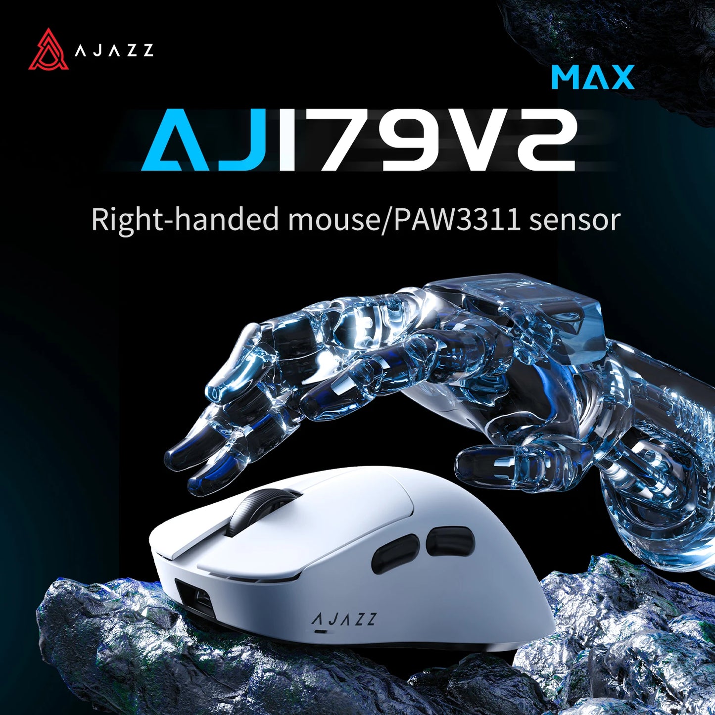 AJAZZ AJ179 V2 MAX Tri-mode Right-handed Mouse 56g Lightweight PAW3311 Sensor Huanuo Micro Switch Telink Microchip