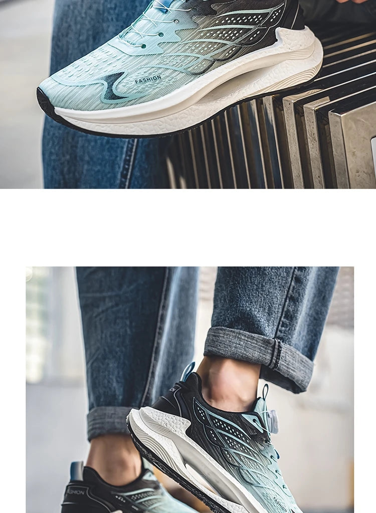 Summer Breathable Casual Sports Shoes for Men, New Fashionable and Versatile Breathable Mesh Rotating Buckle Running Shoes Suitable for Outdoor Sports and Daily Wear