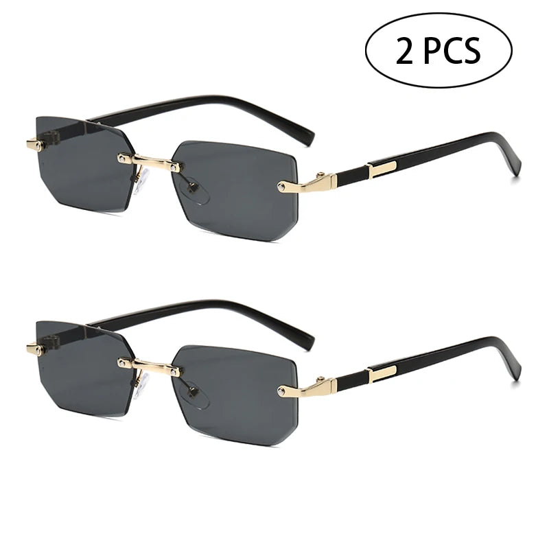 Trendy bezrámové sluneční brýle pro muže a ženy, módní bezrámové obdélníkové sluneční brýle, retro brýle, letní cestovní brýle, UV400