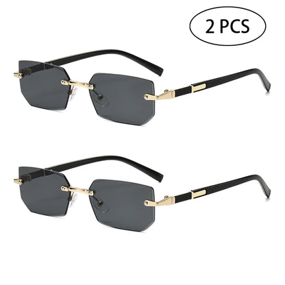 Trendy bezrámové sluneční brýle pro muže a ženy, módní bezrámové obdélníkové sluneční brýle, retro brýle, letní cestovní brýle, UV400