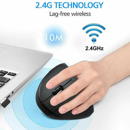 2.4G Wireless Mouse Vertical Game Mouse Ergonomics 1600DPI PC Laptop Office Mini Game Mouse