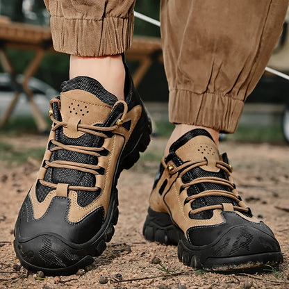 HIKEUP Comfortable Men Trekking Sneakers Male Shoes Waterproof Rubber Sole High Quality Hiking Shoes Wear-Resistant Non-Slip