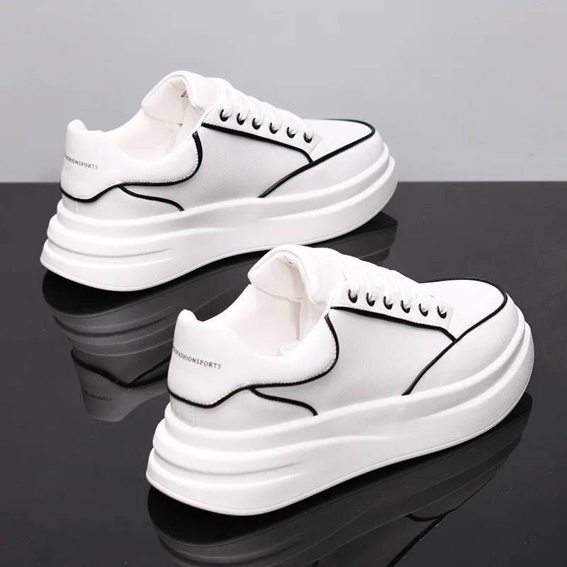 Sapatos brancos pequenos para casal, sapatos de homem, sapatos desportivos de mulher, ténis de homem, sapatos desportivos casuais com aumento de altura no interior