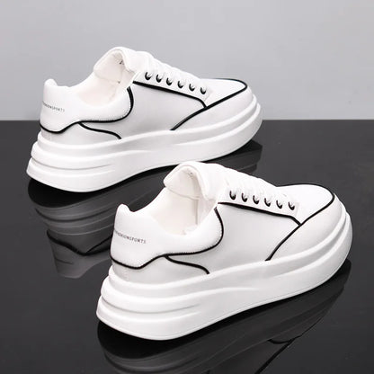 Sapatos brancos pequenos para casal, sapatos de homem, sapatos desportivos de mulher, ténis de homem, sapatos desportivos casuais com aumento de altura no interior
