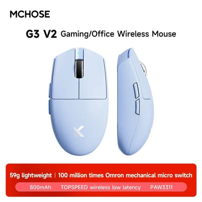 Bezdrátová e-sportovní myš MCHOSE G3 V2 Pro, lehká, tři režimy, Bluetooth, PAW3395, vysoký výkon, 800mAh, pro hry i kancelář, 59g myš