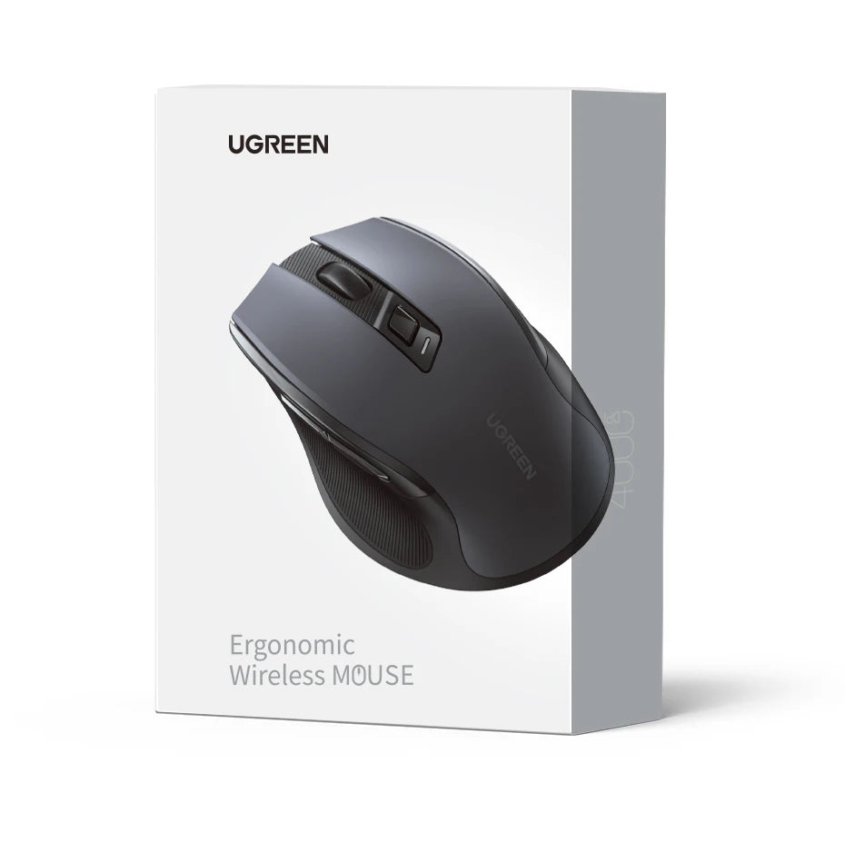 Ratón inalámbrico UGREEN Bluetooth 5.0 ergonómico 4000DPI con 6 botones silenciosos para MacBook, tabletas, portátiles, ordenadores y PC, ratón 2.4G
