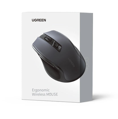Ratón inalámbrico UGREEN Bluetooth 5.0 ergonómico 4000DPI con 6 botones silenciosos para MacBook, tabletas, portátiles, ordenadores y PC, ratón 2.4G