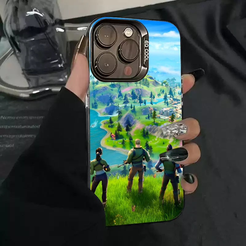 1pc Game F-fornite Phone Case Phone Case IMD Color Silver Shell For IPhone 16 15 14 13 12 11 Pro Max Plus