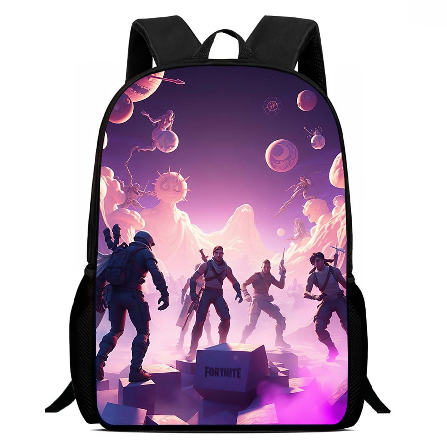 Fortnite Cartoon 15-Zoll leichter Rucksack mit verstellbaren Schultergurten – tägliche Schultasche für Kinder, Jungen und Mädchen, Alter 5-9