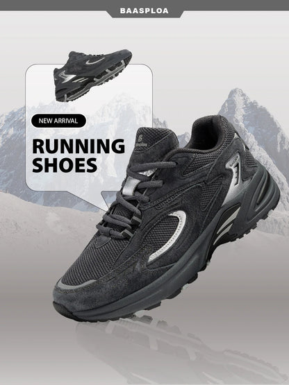 Baasploa Nieuwe hardloopschoenen voor heren, outdoor, modieus, lichtgewicht sportschoenen van mesh, casual herenschoenen, ademend, antislip wandelschoenen