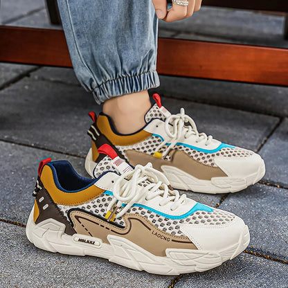 Chaussures de sport pour homme : chaussures de marche estivales en maille, décontractées et tendance, à lacets, neuves, pour les jeunes, idéales pour les trajets quotidiens, confortables et polyvalentes