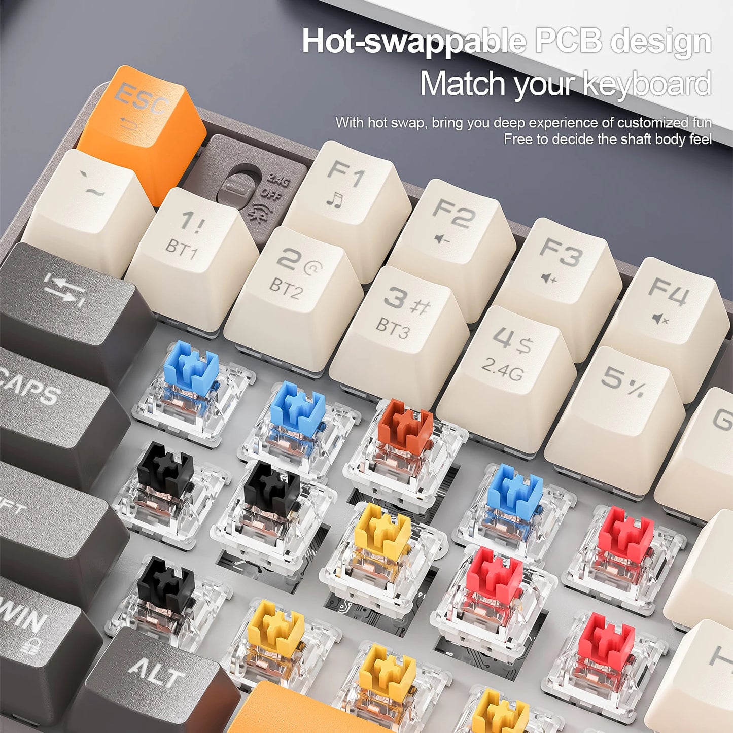 Tastiera meccanica wireless Bluetooth SMAILWOLF MK87 per gaming e-sport, hot-swap full key, tastiera personalizzata