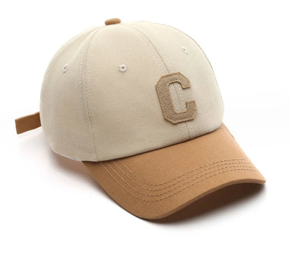 Vintage-Baseballkappe mit gesticktem „C“ | Zweifarbiges Design, verstellbarer Riemen, Unisex für Männer und Frauen