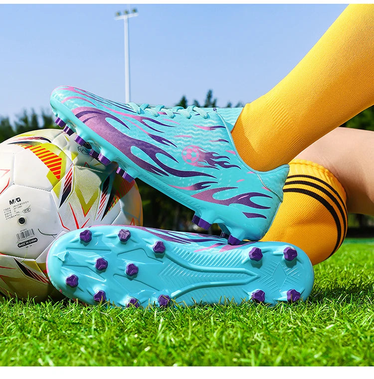 Men Professional Football Boots Cleats Boys Soccer Shoes Ankle Support Cleats Youth Outdoor Match Training Sneakers Non-slip