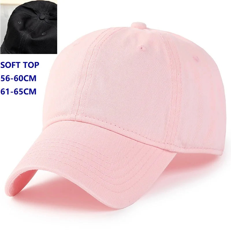 Baseballová čepice Big Head Plus Size, 100 % bavlna, vhodná pro muže i ženy, nastavitelná, čepice typu „dad hat“, nadměrná velikost 58–60 cm, 61–65 cm