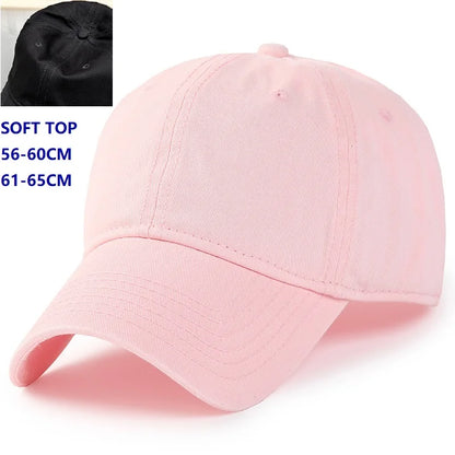 Baseballová čepice Big Head Plus Size, 100 % bavlna, vhodná pro muže i ženy, nastavitelná, čepice typu „dad hat“, nadměrná velikost 58–60 cm, 61–65 cm