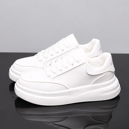 Sapatos brancos pequenos para casal, sapatos de homem, sapatos desportivos de mulher, ténis de homem, sapatos desportivos casuais com aumento de altura no interior