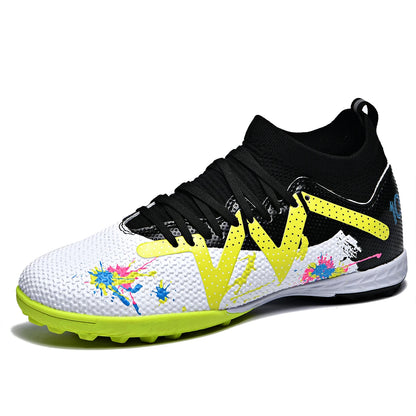 Professional TF Turf football shoes PU Mesh Fabric Upper Rubber Wearproof Sole Unisex Youth Grass Training Footwear