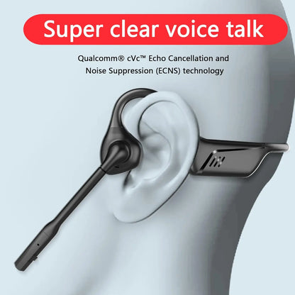 Open Ear Bluetooth 5.1 Headset Aptx HD/ LL Noise Canceling Microphone, Long 24H Wireless Headset for Cellphone PC Laptop